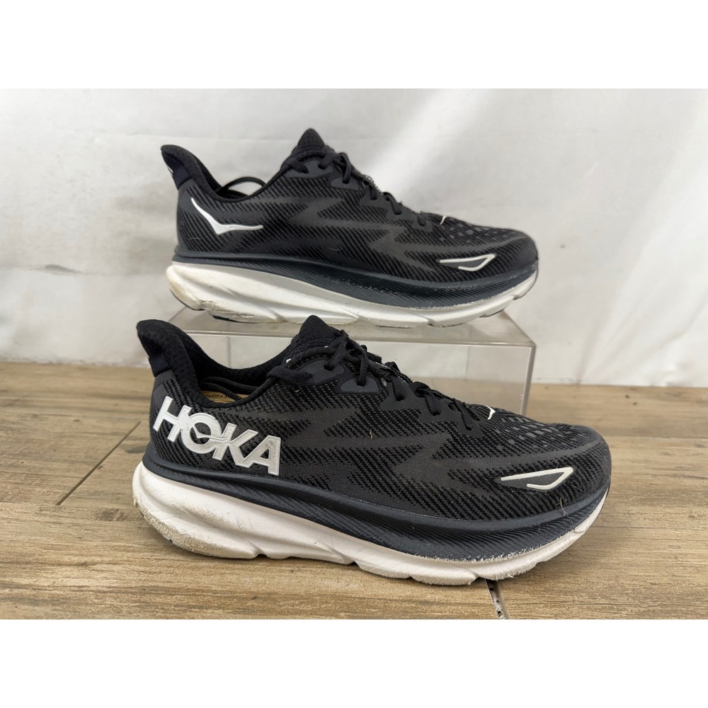 Hoka Clifton 9 Mens Running Shoes Black White 1127895 BWH Size 11 D